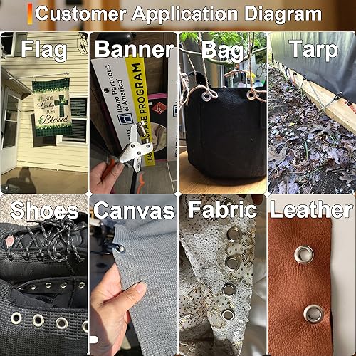 Heavy Duty Grommet Tool Kit, 500 pcs 3/8 Inch 10mm Grommets, Grommet Kit, Eyelet Tool, Press for Tarp, Fabric, Banner, Canvas, Leather, Tents, Vinyl, Punching Machine - Poueer