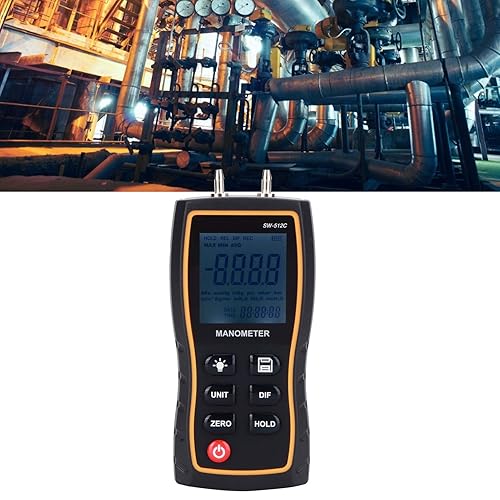 Digital Differential Manometer, Dual Port Pressure Gauge Handheld Air Gas Pressure Gauge Meter 103.42KPA - Poueer