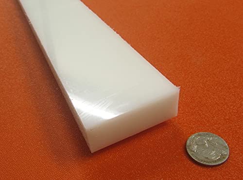 White HDPE (High Density Polyethylene) Rectangular Bar .750' (3/4') x 2.00' (2') x 48' 1 pc - Poueer