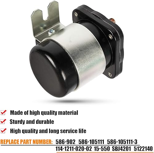 RANSOTO 586-105111 586-902 Solenoid Contactor 4 terminal 12V DC 200A Compatible with Trombetta 114-1211-020 114-1211-010 White Rodgers Replace 15-550 SO51221 SBJ4201 - Poueer