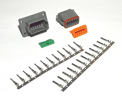 Deutsch 12-pin 14-16AWG Flange Connector Kit Crimp Style Contacts - Poueer