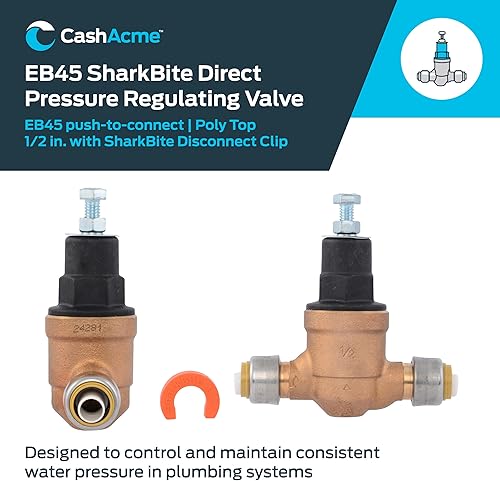 SharkBite 3/4 Inch EB45 Direct Pressure Regulating Valve, Push to Connect Brass Plumbing Fittings, PEX Pipe, Copper, CPVC, PE-RT, HDPE, 23808-0045 - Poueer