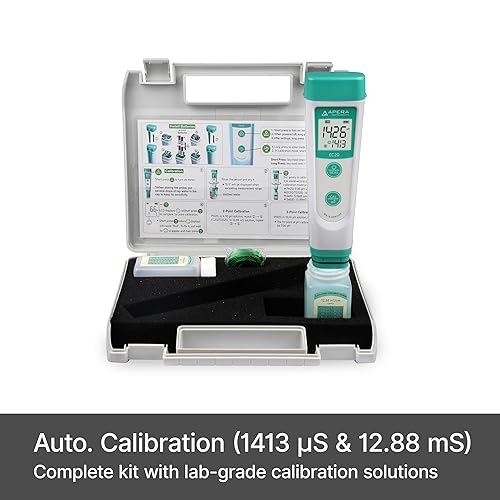 Apera Instruments Value Series EC20 Conductivity (EC) Pocket Tester Kit, ±1% F.S Accuracy in 0 to 20 mS/cm, BPB Sensor - Poueer