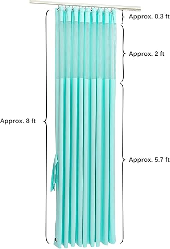 Medical Privacy Screen Office Showroom Curtains That Let Light In - Flame Retardant Hanging Room Divider Curtains - Meets for Fire Retardant Testing to NFPA-701-2019 (1 Panel, Lake Blue, 15x8ft) - Poueer