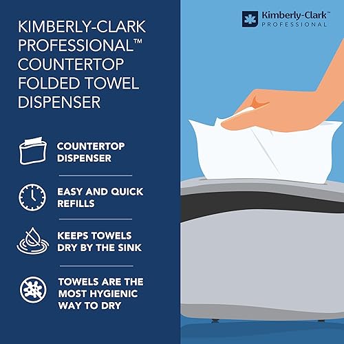 Countertop Folded Paper Towel Dispenser (55760), Soft Grey, Single-Dispensing, Space-Saving for Home & Office, 13.3'x9.0'x5.2' (Qty 1) - Poueer