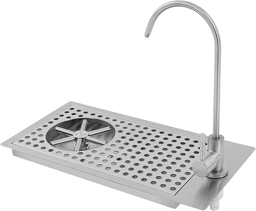 Glass Rinser Cup Washer, Commercial 304 Stainless Steel Pitcher Rinser with Faucet and Multi Angle Cleaning Nozzle for Bar, Cafe, Restaurant, Hotel, Home - Poueer