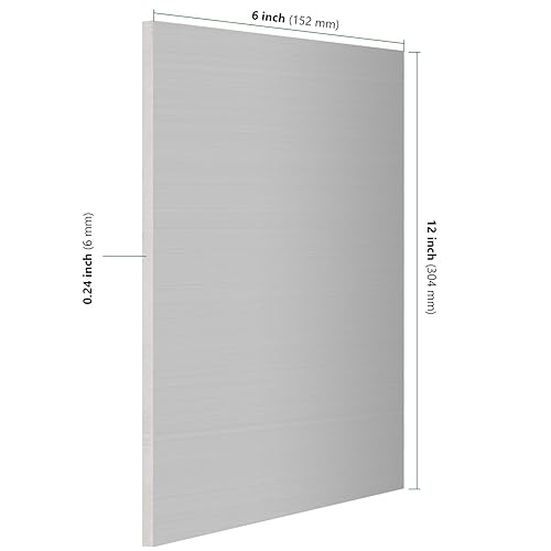 HAKZEON 4 Pack 6061 1/4 Inch Metal Aluminum Sheet, 6 x 12 Inch Flat Plain Aluminum Plate Covered with Protective Film, Rectangle Mateal Sheets Plates for Framing Base Plate Crafting - Poueer