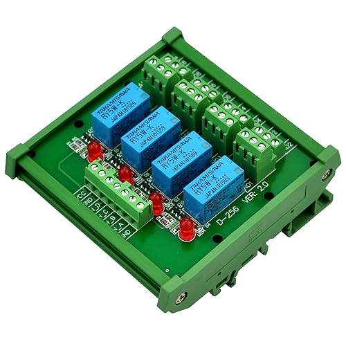 Electronics-Salon DIN Rail Mount 4 DPDT Signal Relay Interface Module, DC 5V Version. - Poueer
