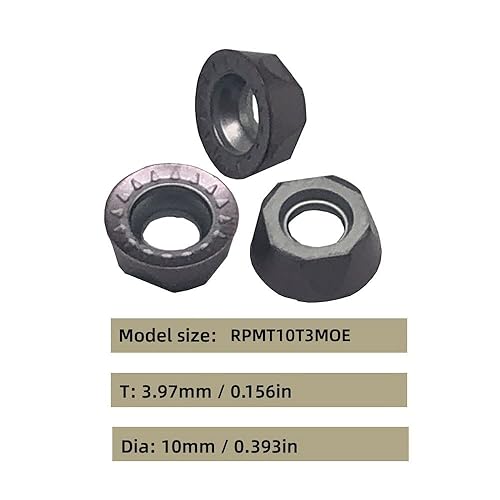 10pcs RPMT10T3 Indexable Carbide Inserts Milling Cutter with 1/2',5/8',' SRDPN Indexable Tool Holder Metal Lathe Cutting Tools (SRDPN1212H10+SRDPN1616H10+RPMT10T3) - Poueer