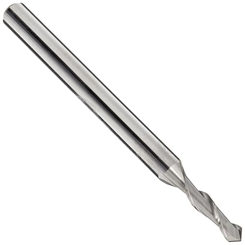 AMG-M-M-DP Carbide Micro Drill Mill, Metric, Uncoated (Bright) Finish, 30 Deg Point Angle, 2 Flutes, 38mm Overall Length, 0.5mm Cutting Diameter, 3mm Shank Diameter - Poueer