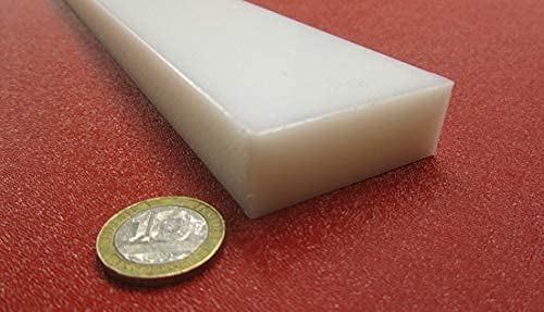 White HDPE (High Density Polyethylene) Rectangular Bar .750' (3/4') x 2.00' (2') x 48' 1 pc - Poueer