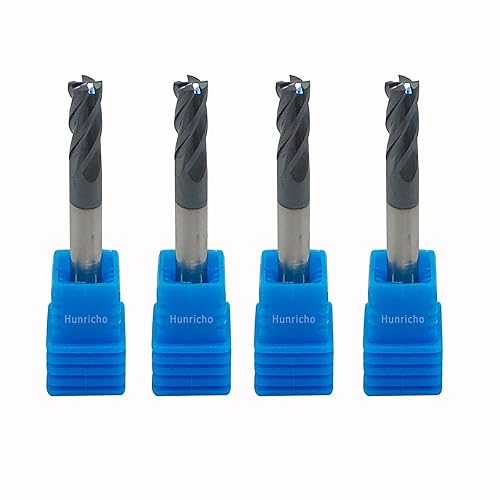 2PCS 1/2'' Carbide Square End Mill Bits Set, Milling Bits Cutter 1/2 Carbide End Mills for Alloy Steels/Hardened Steels, HRC 45 Deg Single End 4 Flute AlTiN Coating (2PCS 1/2in) - Poueer
