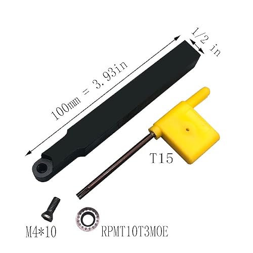 10pcs RPMT10T3 Indexable Carbide Inserts Milling Cutter with 1/2',5/8',' SRDPN Indexable Tool Holder Metal Lathe Cutting Tools (SRDPN1212H10+SRDPN1616H10+RPMT10T3) - Poueer