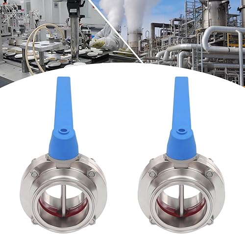 2 Pack 3 Inch Butterfly Valves,Butterfly Valve With Blue Trigger Handle,Stainless Steel 304 Tri Clamp Clover - Poueer
