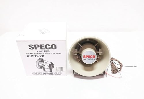 SPECO ASPC-20 Amplified Mobile PA Horn 6IN 20W 3-16OHM 12V-DC - Poueer