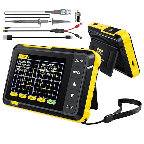 【Upgraded Model with 10X Prode] Digital Oscilloscope DSO152, Handheld Portable Automotive Oscilloscope with 2.8 inch TFT, 2.5MS/s High Sampling Rate, 200KHz Bandwidth - Poueer