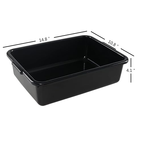 32 L Large Commercial Bus Box, 4-Pack Plastic Utility Bus Tub, Black - Poueer