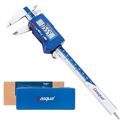 Dasqua 6 Inch/150mm Digital Caliper Electronic Industrial, Stainless Steel, with Large LCD Screen and Storage Case Auto Off Featured Measuring Tool, Resolution 0.0005'/0.01mm, Accuracy 0.001”/0.02mm - Poueer