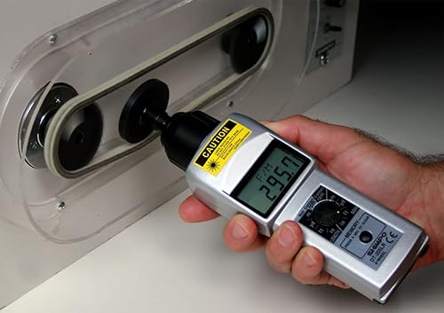 Shimpo DT-205LR Dual Contact/Non-Contact Handheld Tachometer with 6' Wheel, LCD Display, 6-99999rpm Range - Poueer