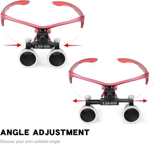 3.5x420 MM Angle Adjustable Binocular Loupes Magnifier Glasses Lab Magnification loupes with Black Cloth Case (Blue) - Poueer