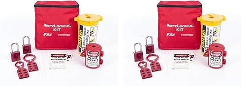 Green Products 2733 RecycLockout Lockout Tagout Kit with Aluminum Padlocks, Plug Lockout, 11 Component - Poueer