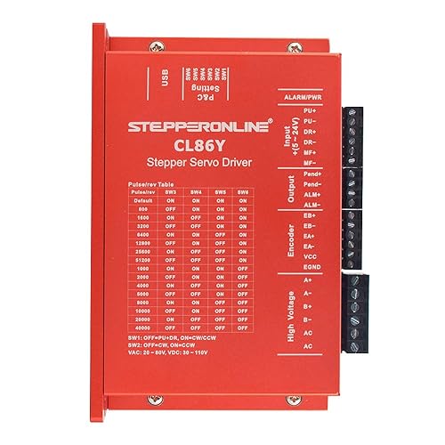 STEPPERONLINE Closed Loop Stepper Motor 1 Axis CNC KIT 6.5 Nm/920.48oz.in 6.0A Nema 34 Motor with 1.5m Cables & 0-8.5A 20-80VAC/30-110VDC Driver CL86Y - Poueer