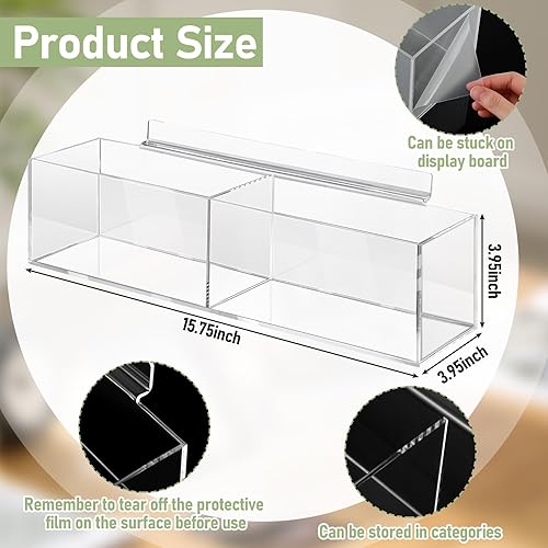 2 Pcs 16x4x4 Inch Slatwall Bins, Acrylic Clear Slatwall Bins Storage Organizers Retail Tray Slat Wall Accessories for Garage Shop Retail Display(2 Compartments) - Poueer