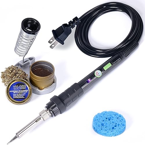 YIHUA 928D-III Soldering Iron,110W High Power, Fully Digital Display °F /°C- Temperature Control Soldering Tool, Accurate 194~896°F, with ON/OFF Switch, Iron Tip, Brass Wool, Automatic Sleep Mode - Poueer