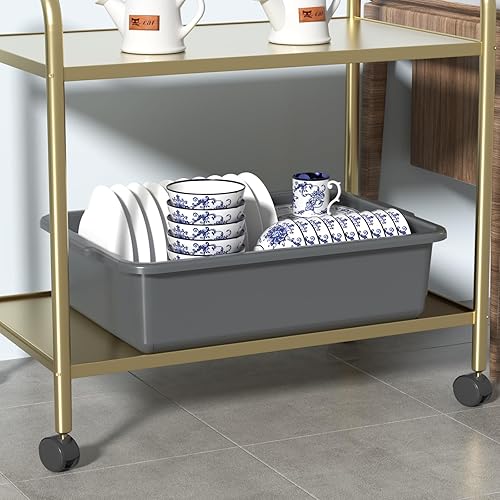 Readsky 12 Packs 13 L Plastic Commercial Bus Tub, Plastic Restaurant Dish Washing Box, Gray - Poueer