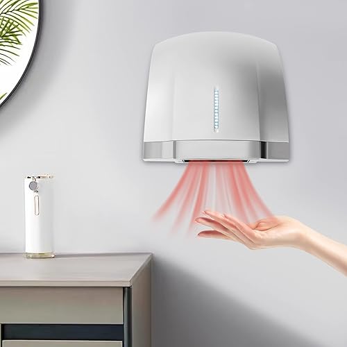 Automatic Hand Dryer 1000W Automatic Jet Hand Dryer with Drip Tray Hand Dryer Electric Automatic Air Hand Dryers Commercial Hand Dryer with Plug and Drain Tank for Industry Business Restrooms - Poueer